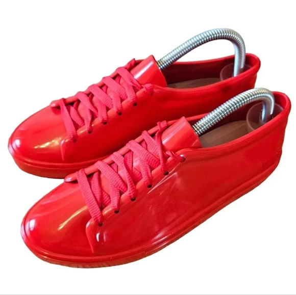 Melissa Women's Jelly PVC Lace  up Low Top Red Sneakers Shoes Size 8. - Picture 8 of 16